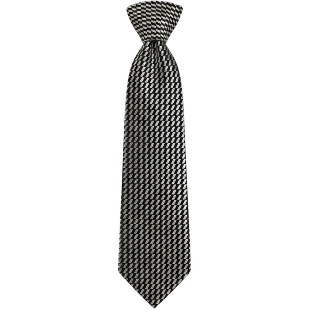 Cintas‎ Mens Silk Necktie Black Silver Geometric Diamond Pattern 101843-090 USA